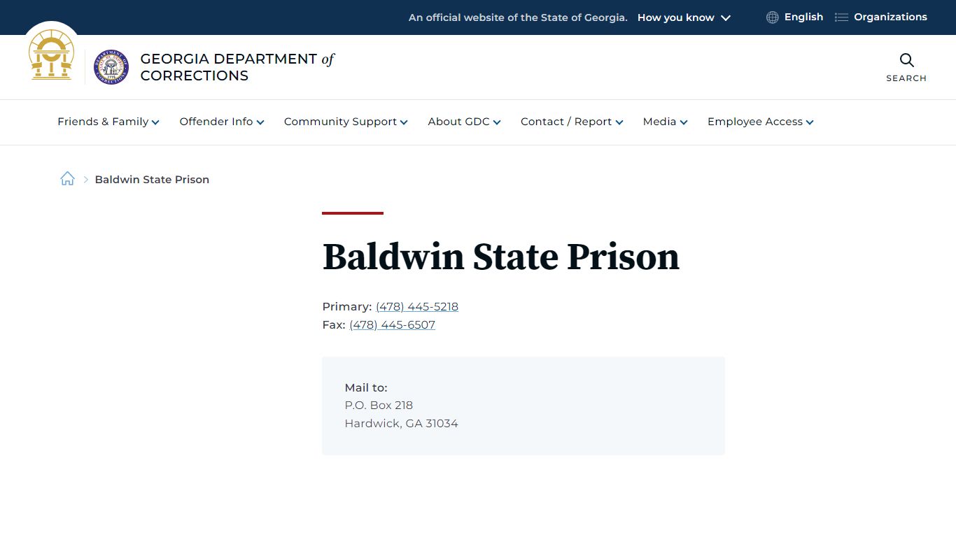 Baldwin State Prison | Georgia Department of Corrections