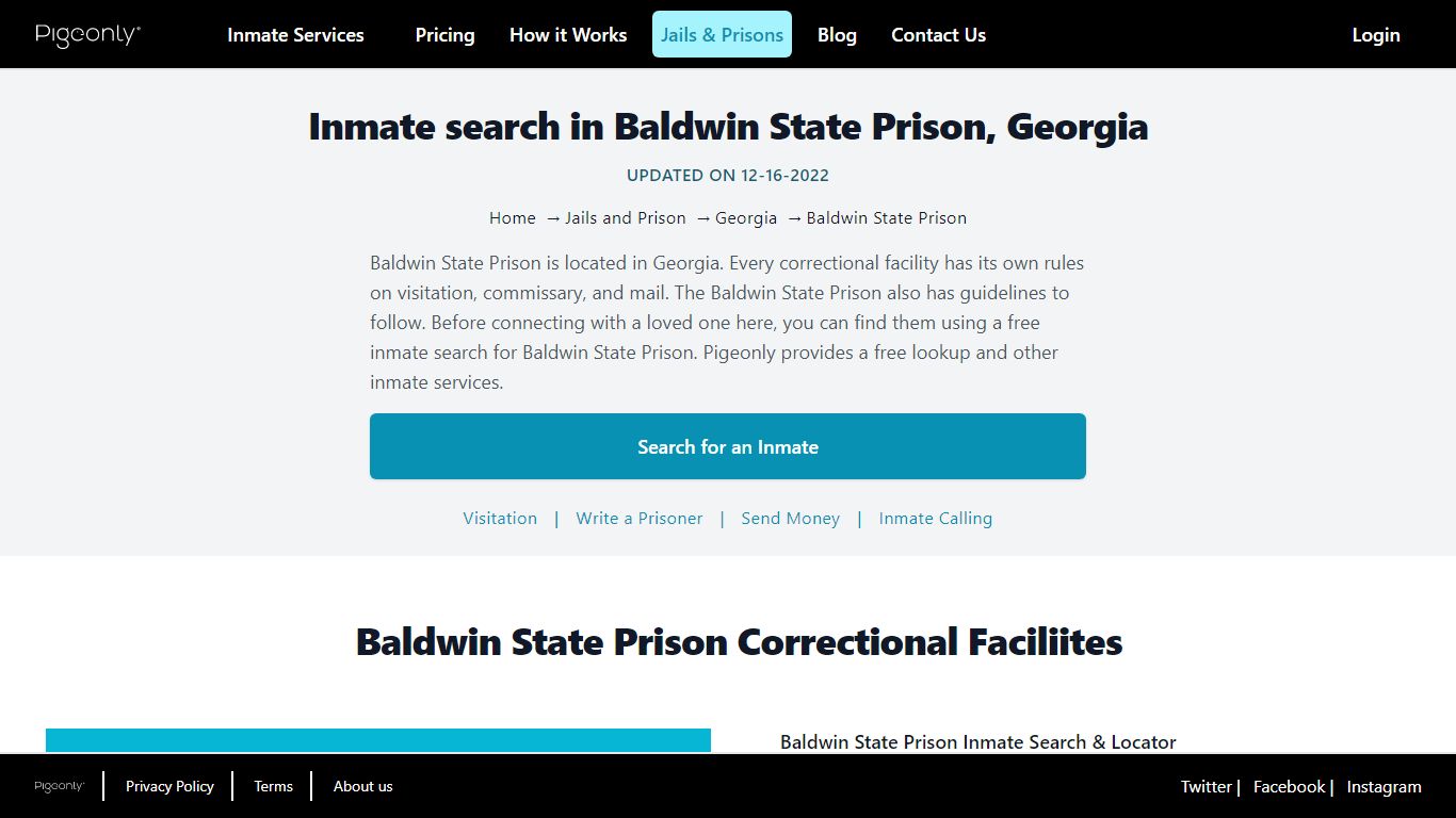 Inmate Search Baldwin State Prison, Georgia | Pigeonly